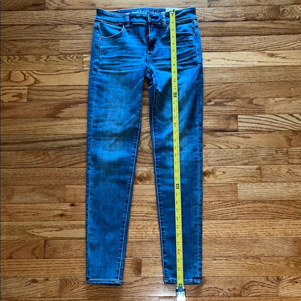 American Eagle Outfitters Blue Skinny Jeans Mid-Rise Stretch - Picture 2 of 13
